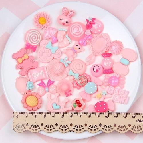 30pcs Mixed Resin Flatback Cabochon Scrapbooking Craft Diy Phone Embellishments Resin Decoration Kawaii Accessories