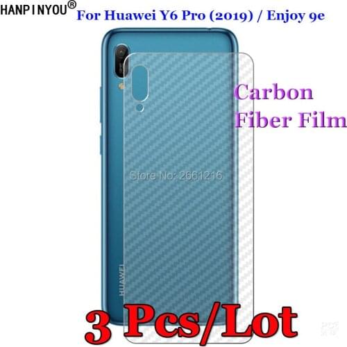 3Pcs/Lot For Huawei Y6 Pro (2019) / Enjoy 9e 3D Non-slip Carbon Fiber Back Film Screen Protector Protective Sticker (Not Glass)