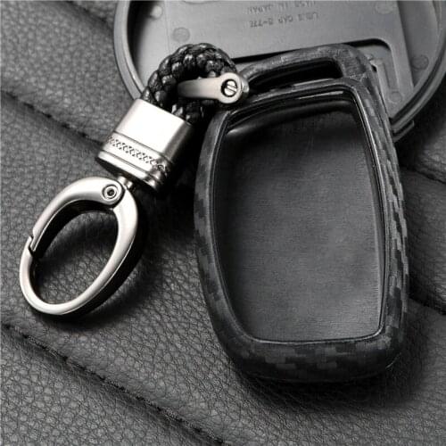 For Hyundai Verna Sonata Elantra Tucson Auto Protection Shell Car Carbon Fiber Smart Black Key Covers Accessories Styling Case