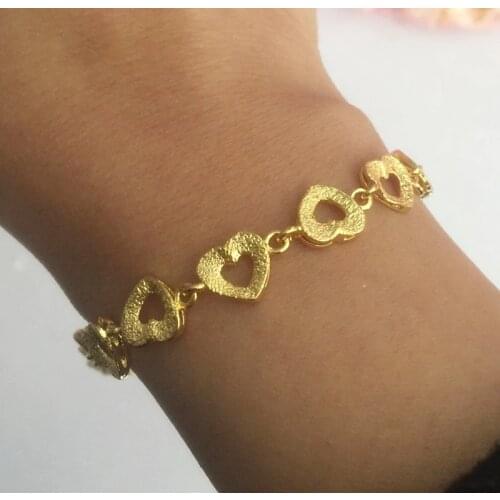 18cm length Charms love heart Bracelet for Women Gold Christmas gifts cute kids girls Hand Chain Jewelry anklets Arab gift