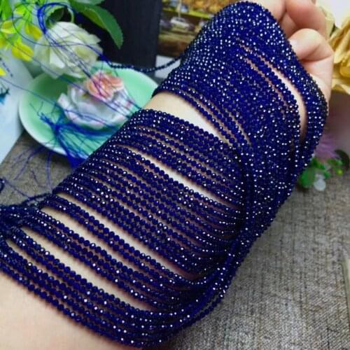 Loose beads dark blue spinel round faceted 2/3mm 14" for DIY jewelry making FPPJ wholesale beads nature gem stone