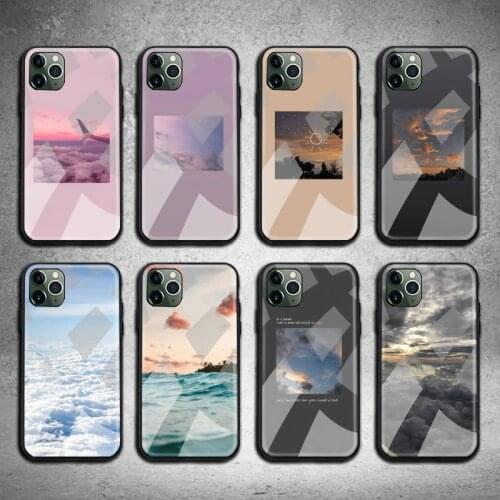 Art Prints Blooming Sky Clouds Phone Case Tempered Glass For iPhone 11 Pro XR XS MAX 8 X 7 6S 6 Plus SE 2020 case