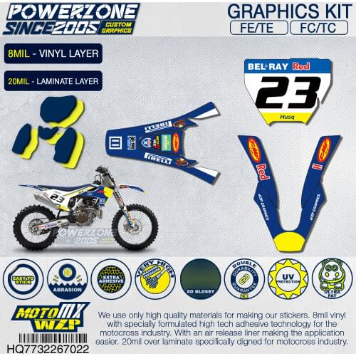 PowerZone Customized Team Graphics Backgrounds Decals 3M Custom Stickers For Husqvarna 2017 To 2019 FE TE FC TC 250 To 500cc 722