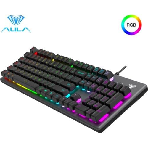 AULA S2056 Gaming Keyboard ABS Floating Keycaps 26 Keys without Conflict Gamer Keyboard USB Interface PC Laptop