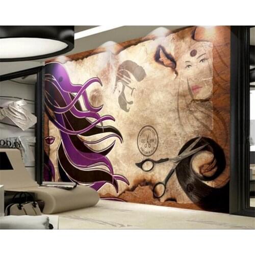 Custom wall papers home decor Free Shipping Retro Hairdresser Barber Hair Design Tooling Background Wall papel de parede mural