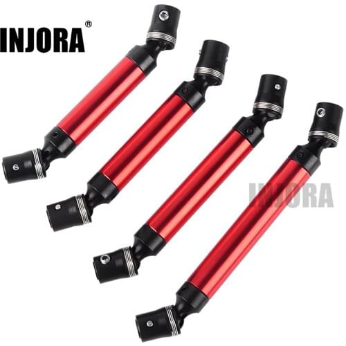 INJORA 1PCS Black Red Metal Drive Shaft for 1/10 RC Crawler Car Traxxas TRX4 Axial SCX10 90046 D90 TF2 RC Car Part