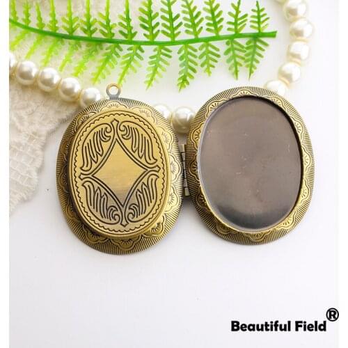 1pcs Fit 30x40mm Oval Photo Loclet Box Setting Brush Bronze Color Plated Cameo Base Blank Tray Diamond
