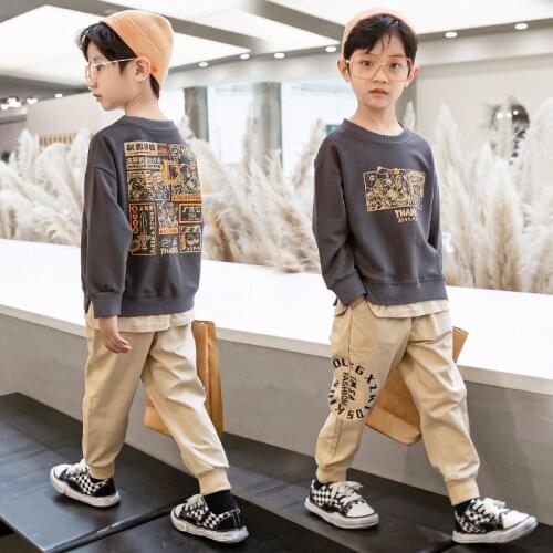 Scoop Spring Autumn Girls Clothing Suits Sweatshirts +Pants 2pcs/Set Pullover Kids Teenager Outwear Sport Beach School High Qual