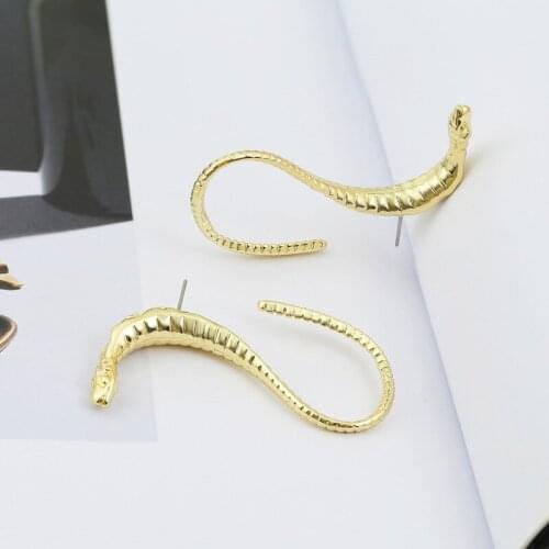Cool Punk Animal Gold Snake Earrings Crazy Twining Snake Drop Dangle Earrings Personality Statement Earrings Party Jewelry Gift