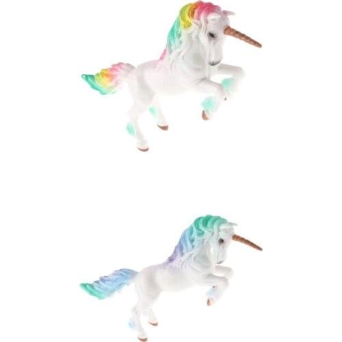 2Pcs Unicorn Model, Magic Creature Action Figures, Kids Educational Toy, Home Decor, Party Favors Animal Action Figure Model