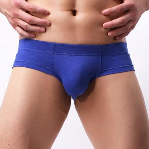 Sexy Men Underwear Cotton Briefs Shorts Solid Low Waist U Convex Pouch Underpants Cueca ropa interior hombre Plus Size M-XXL