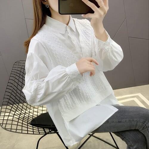 Room 193521, 1 row 5 】 make pure color knit stitching shirt off two pieces of [3536] 58