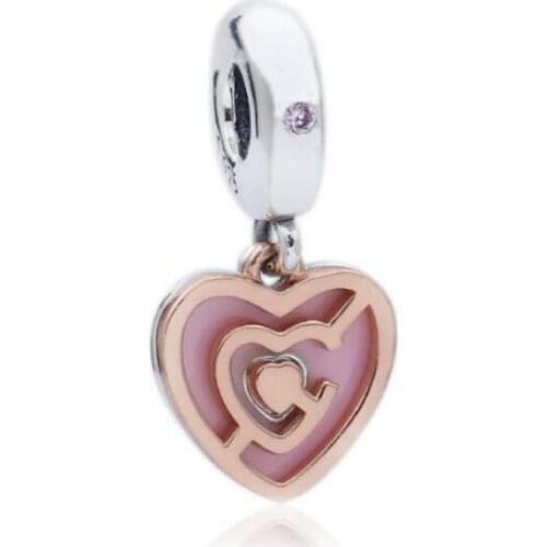 New 925 sterling silver beads accessories Rose gold love avenue string ornaments Fits Pan Charm Bracelets DIY Jewelry making