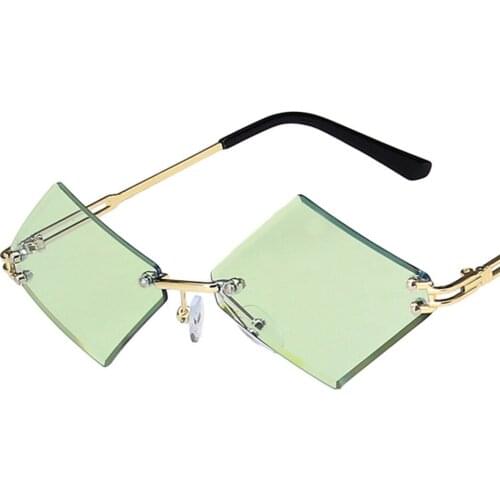 Rimless Metal Frame Womens Sunglasses Fashion New Luxury Brand Tinted Lens Sun Glasses For Women Square Shades Gradient Eyewear