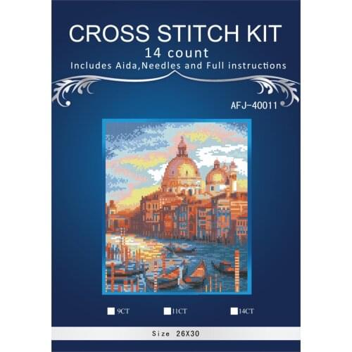 Oneroom,Top Quality Lovely Hot Sell Counted Cross Stitch Kit Venice Venise City of Water Boat Bridge