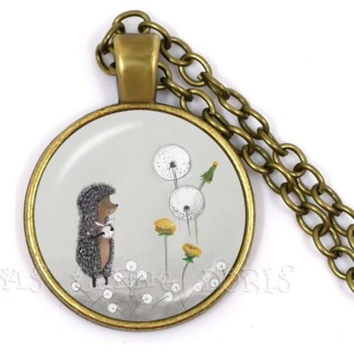 The Hedgehog in the Mist Necklace 25mm Glass Dome Pendant Little Hedgehog In The Fog Creative Jewelry For Women Men Kids Gift