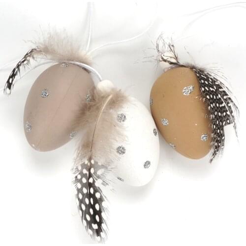 Easter decorations 6pcs feather plastic Easter egg Pendants Ornaments DIY Painted Children Toy Gift Room Decoration Craft gifts