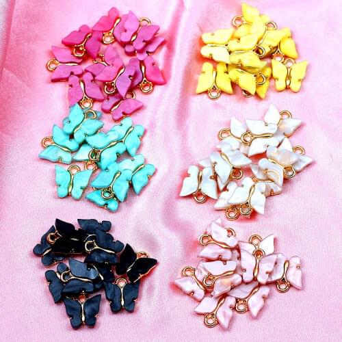 10Pcs Acrylic Butterfly Charms Cute Alloy Insect Pendant Charm For DIY Jewelry Making Accessories Necklace Earrings Handmade