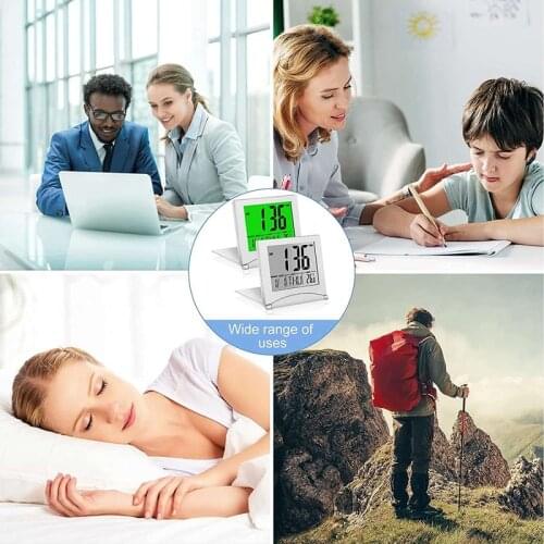 Hot Digital Travel Alarm Clock Travel Alarm Clock with Backlight Foldable Calendar and Temperature and Timer LCD Clock