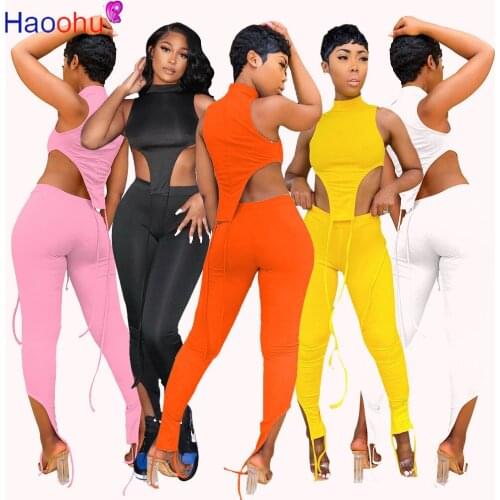 HAOOHU Sexy Sweatsuit Womens Set Backless Crop Tops and Legging Pants Set Active Tracksuit Two Piece Fitness Outfit Set