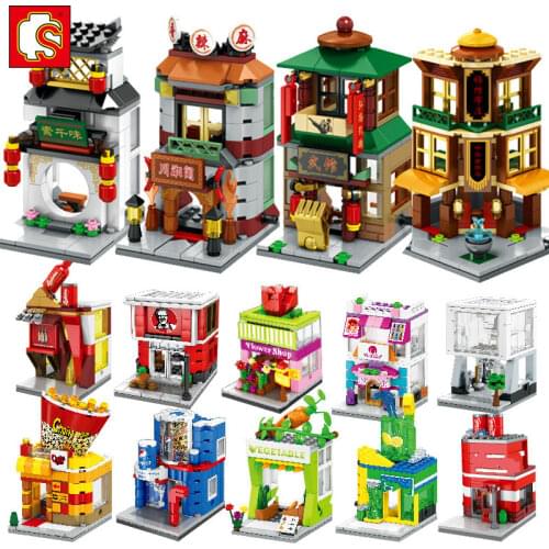 Sembo Block Mini City Street Store Building Bricks Chinatown Series Educational Kid Toy