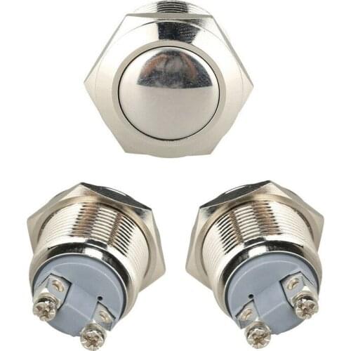 Silver Car Control 19mm 12V Momentary On/Off Metal Cool Push Button Switch Waterproof Car Tuning Spare Parts Car Products