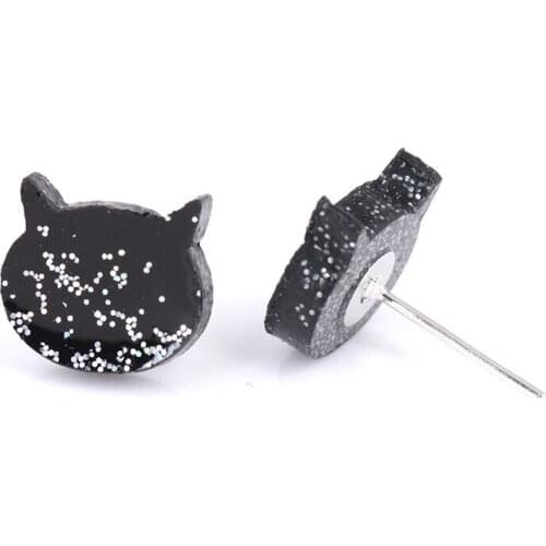 UFOORO stud Earrings Fashion Cute cat shape black/gold/red color Earrings For Women Style Girl jewelry gift Christmas C1037