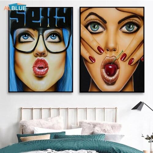 Modern Wall Art Canvas Painting Nordic Posters And Prints Sexy Women Exaggerated Expression Wall Pictures For Living Room Decor