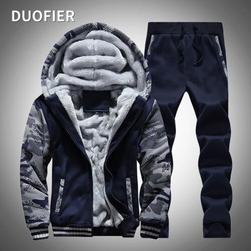 Men Sweatshirt Sporting Sets Winter Jacket + Pants Casual Mens Track Suit Brand Sportswear Tracksuits Male Fashion Hooded Coat