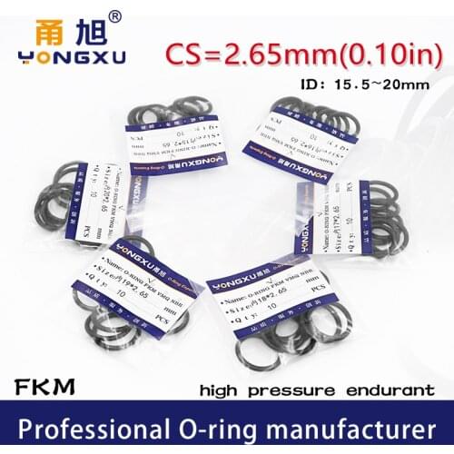 5PCS/lot Black FKM Fluorine Rubber O-rings Seals CS2.65mm ID15.5/16/17/18/19/20*2.65mm O Ring Seal Gasket Rings Sealing Washer