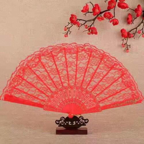 Fashion feather fan Retro Black White Lace folding cheongsam show fan