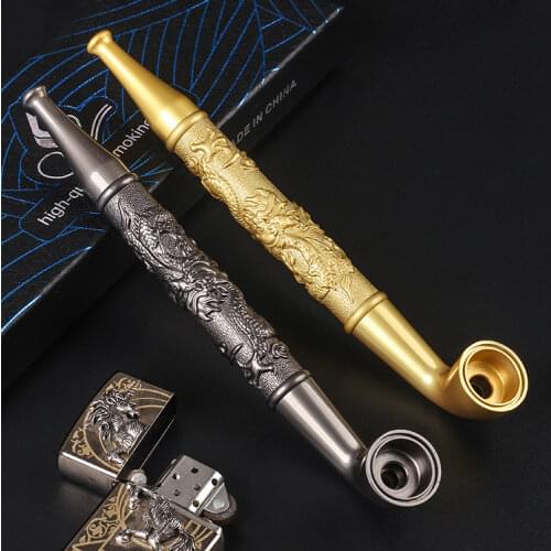 Vintage Pure Metal Tobacco Rod Dragon Cigarette Holder Filter Circulation Type Washable Pipe Metal Crafts