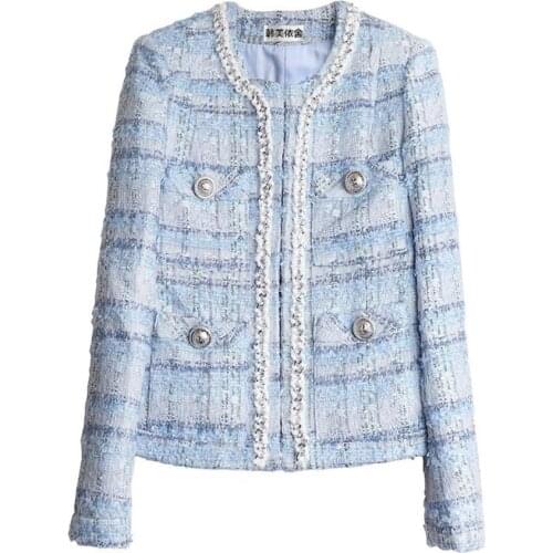 2020 autumn new fashion Small Fragrance O Neck tweed Jacket Women Short coat Elegant