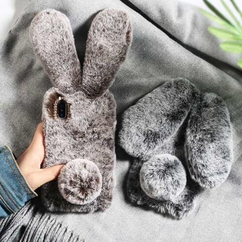 Winter 3D Cute Rabbit Animal Plush Phone Case for IPhone11 Pro Max Xr Xs 12 Max 7 8 Plus SE2020 Luxury Furry Soft Tpu Back Cover