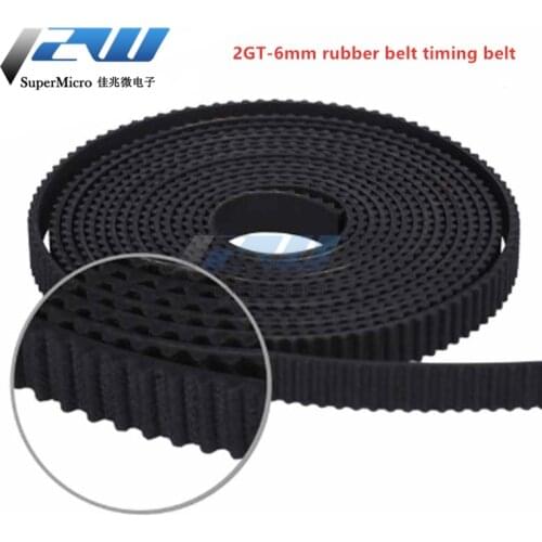 2GT timing belt, 6mm width, rubber GT2-6 opening belt used in rear linear traction pulley, small pulley for 3d printer parts