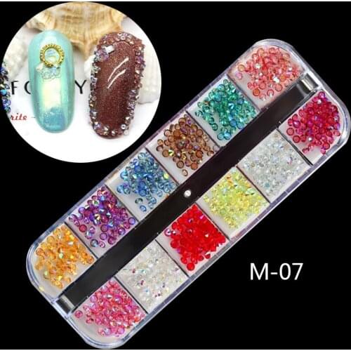1 Box AB Jelly Rhinestones 3d Colorful Nail Sequins Crushed Stones Fur Ball For DIY Accessories Glitter Nail Art Decoration