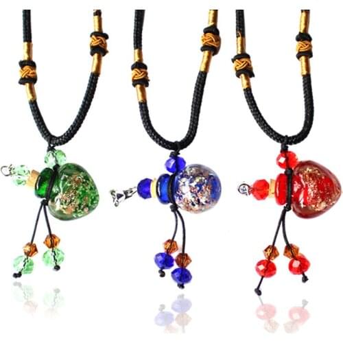 2PCS Murano Glass Perfume Bottle Necklace Glowing Ball Essential Oil Aromatherapy Bottle Pendant Necklace