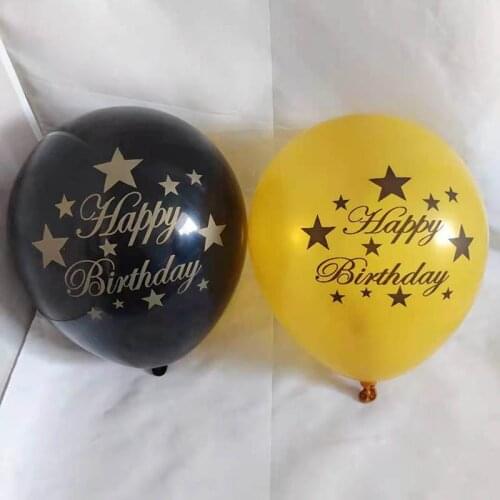 10pcs Black Gold Happy Birthday Balloons 12inch Inflatable Air Helium Latex Balloon Baby Shower Birthday Party Decor Supplies