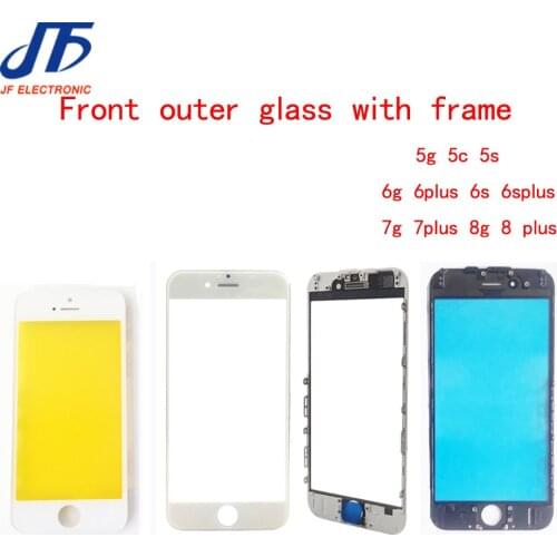 10Pcs Cold Press 2 in 1 Front Screen Outer Glass with Middle Frame Bezel Replacement For iPhone 7 6 6s plus 5 5s Screen Glass