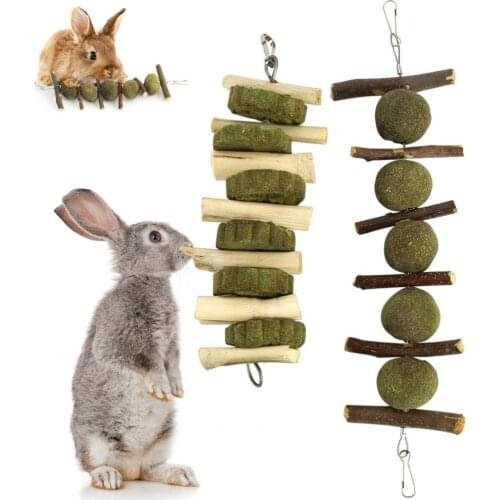 2Pcs/Set Bunny Chew Balls Chewing Playing Toys Teeth Care Molar Natural Apple Sticks for Rabbits Chinchillas Guinea Pigs Hamster