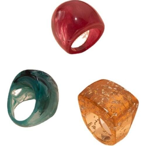 2021 New European and American Style Acrylic Ring Ring Women Fashion Personality Fashion Ring Vintage Resin Design Sense Jewelry
