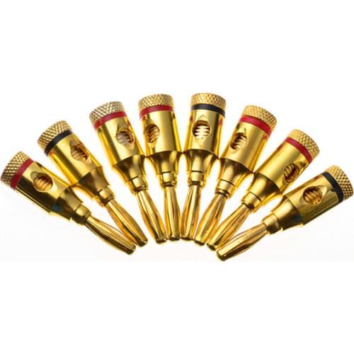 8pcs Banana Connector Copper Gold Plated 4mm Speaker Terminal Audio Plugs Adapter Free Soldering Hifi Banana Plug Amplifier DIY