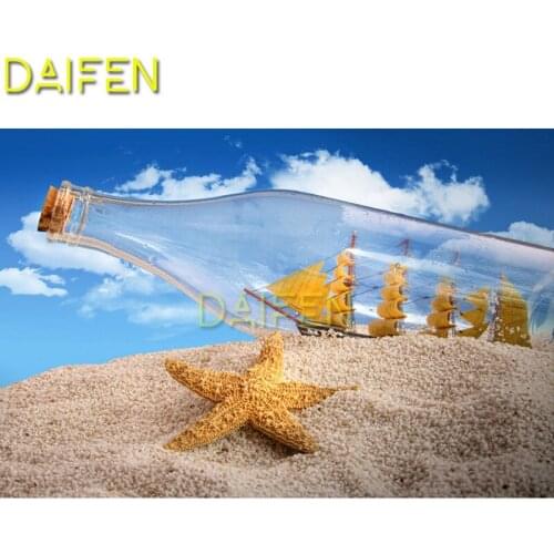 DIY 3D Diamond painting Cross stitch glass boat Full Round Diamond mosaic ship Full Square Diamond embroidery starfish and sand