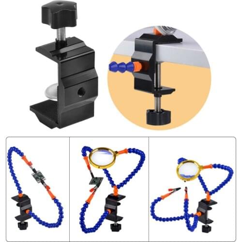 Toolour Bench Vise Table Clamp Soldering Station with 3pc Flexible Arms Soldeirng Iron Holder PCB Welding Repair Third Hand Tool