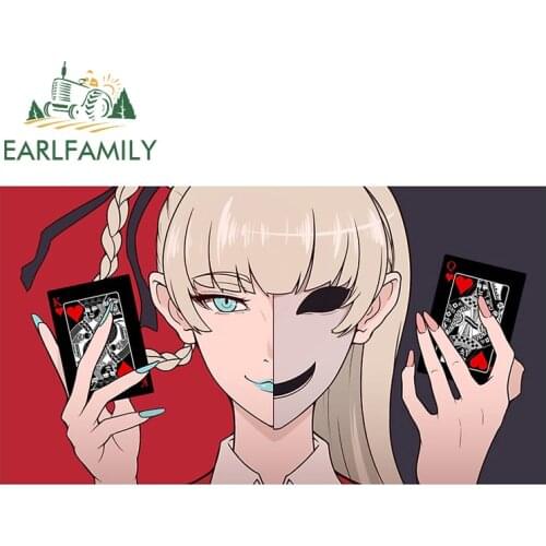 EARLFAMILY 13cm x 7.4cm For Kakegurui Yumeko Jabami Car Stickers Interesting Decal Car Door Protector Vinyl Custom Printing