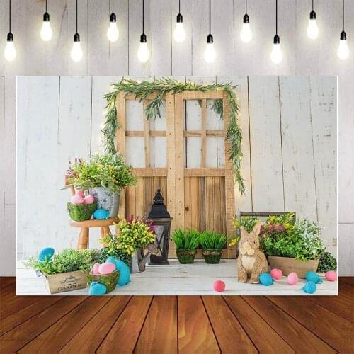 Mehofond Photography Background Green Spring Easter Rabbits Decoar Colorful Eggs Children Portrait Backdrop Photo Studio Props