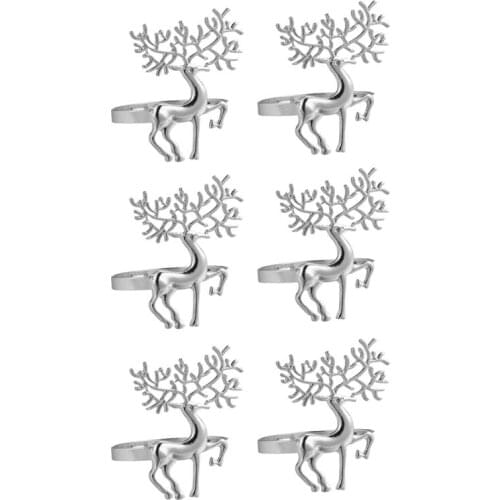 6Pcs Christmas Deer Design Napkin Rings Alloy Napkin Holder Party Decoration Christmas Fawn Napkin Buckle New Year Xmas Decor