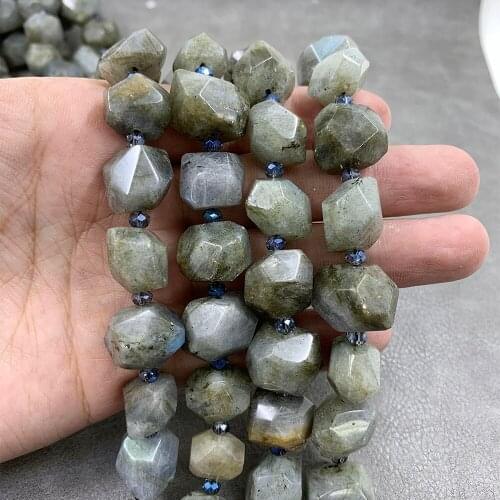 Fashion Polished Faceted Labradorite Nugget Beads,Polyhedral Spectrolite Quartz Loose Drilled Beads For Jewelry Making
