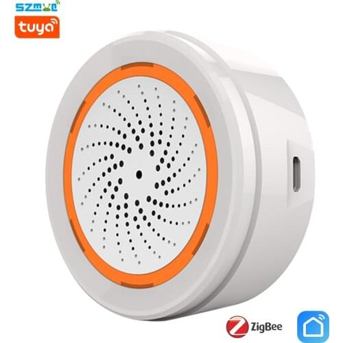 MYQ Tuya Zigbee Siren Alarm With Temperature Humidity Sensor Security Home Mermaid System Emergency Alarms sirens Horn Wireless