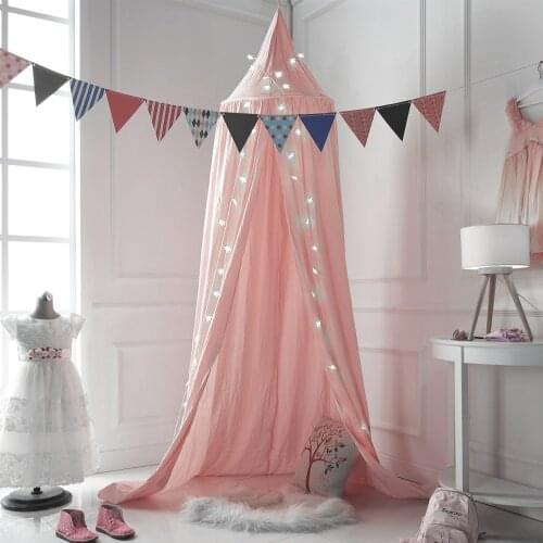 Princess Bed Canopy for Kids Baby Bed Cotton Round Dome Castle Play Tent Hanging Cotton Mosquito Net Indoor Outdoor Home Decor